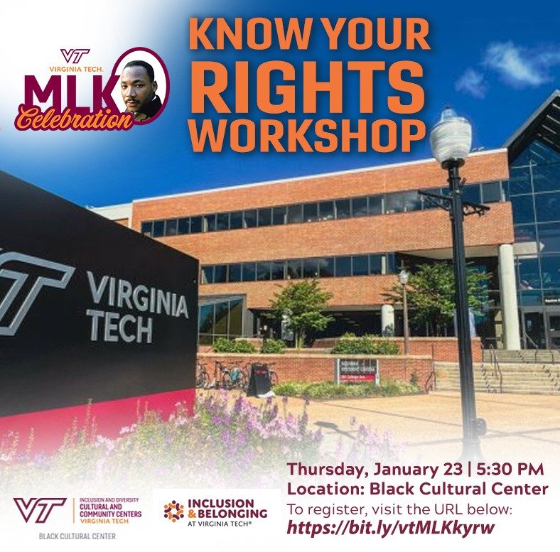 Know Your Rights Workshop Thursday January 23, 5:30pm Know Your Rights Workshop Thursday January 23, 5:30pm at the BCC