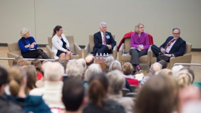 Bickel (far right) joins a Brain School panel 