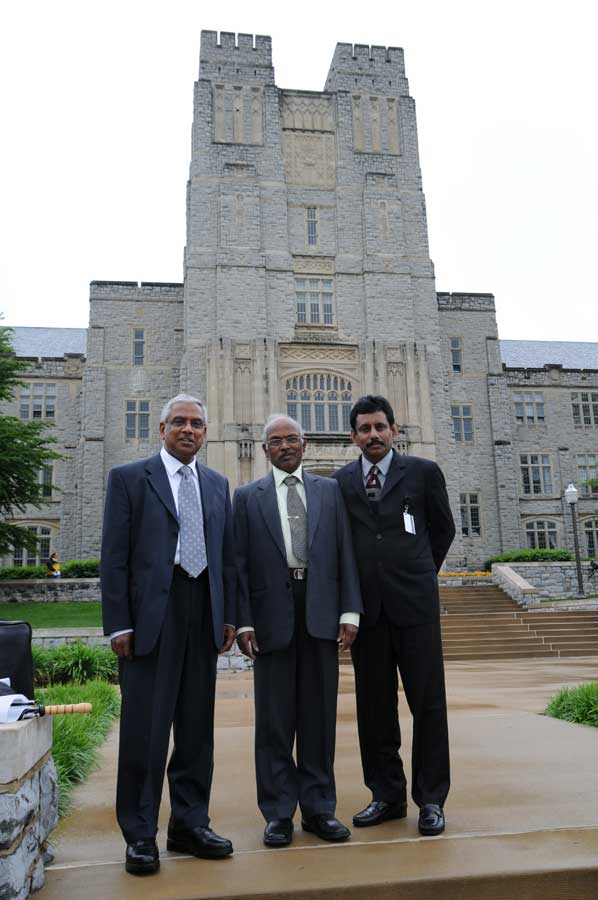 (Left to right) Dr. Nammalwar Sriranganathan, Dr. Palanimuthu Thangaraju, and Dr. Elankumaran Subbiah.