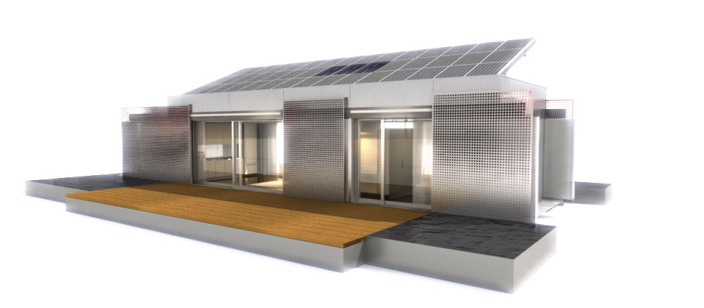An artist's rendering of Virginia Tech's solar house.