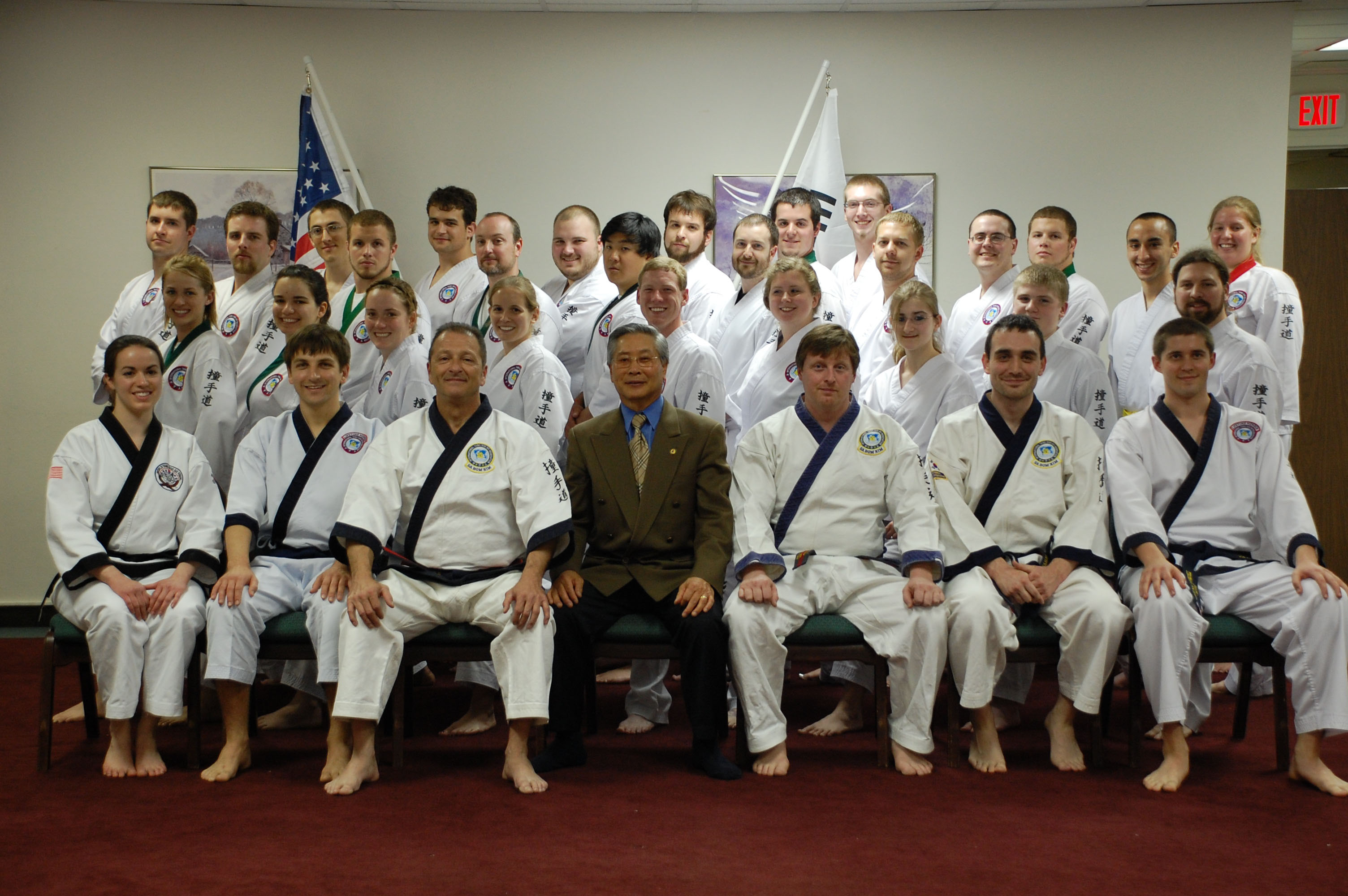 Members of the Tang Soo Do Karate Organization at Virginia Tech with Grand Master Kim.