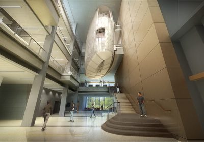 An architect's rendition of the interior of Virginia Tech's Signature Engineering Building.