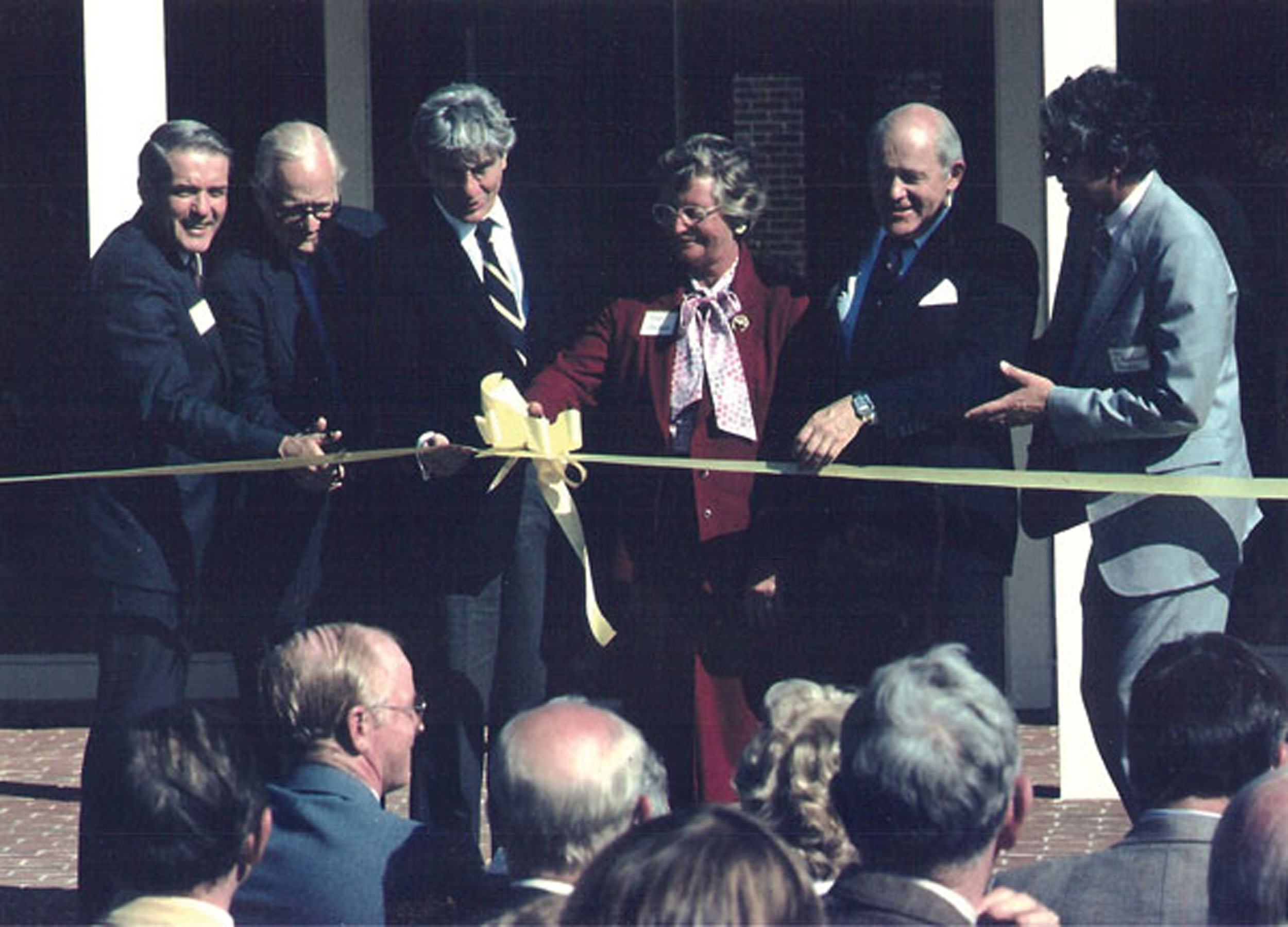 Photo of Jean Shehan and others at equine medical center dedication