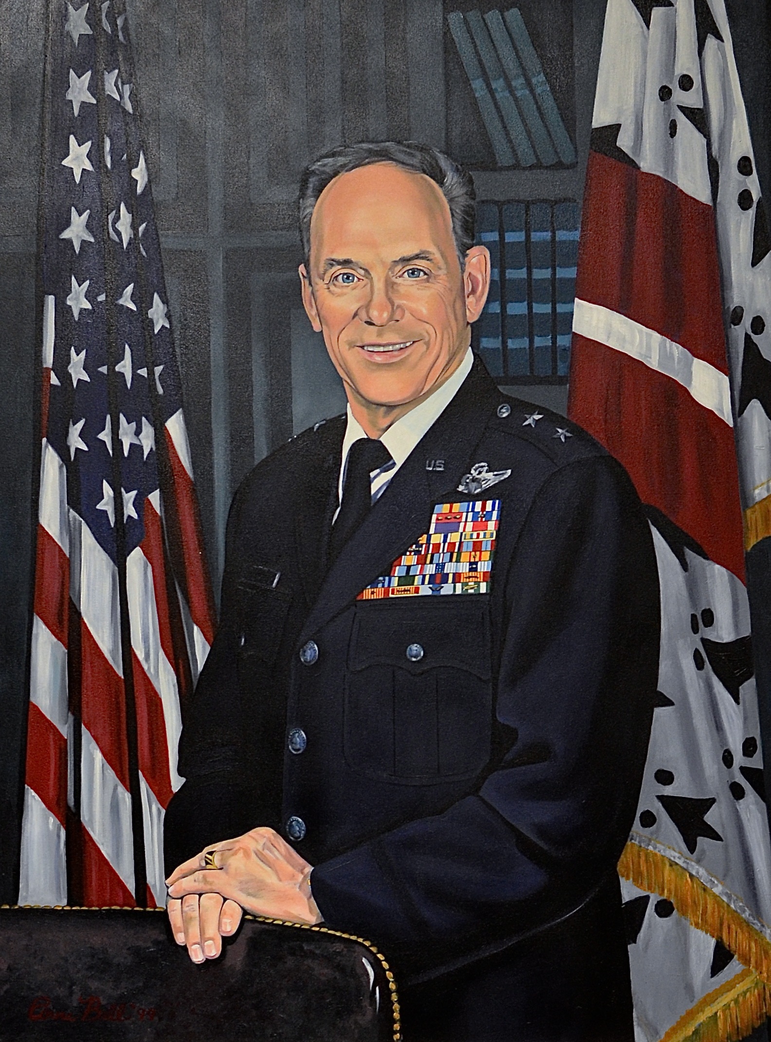 An oil painting of former Commandant Maj. Gen. Stanton Musser which hangs in Brodie Hall, one of the Corps of Cadets dorms.
