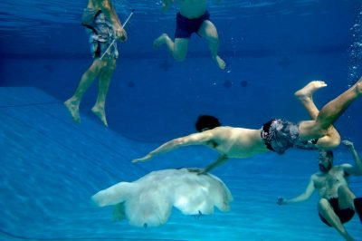 Students swim with robotic jellyfish