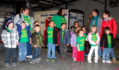 Group of Head Start children on a field trip to the rescue station