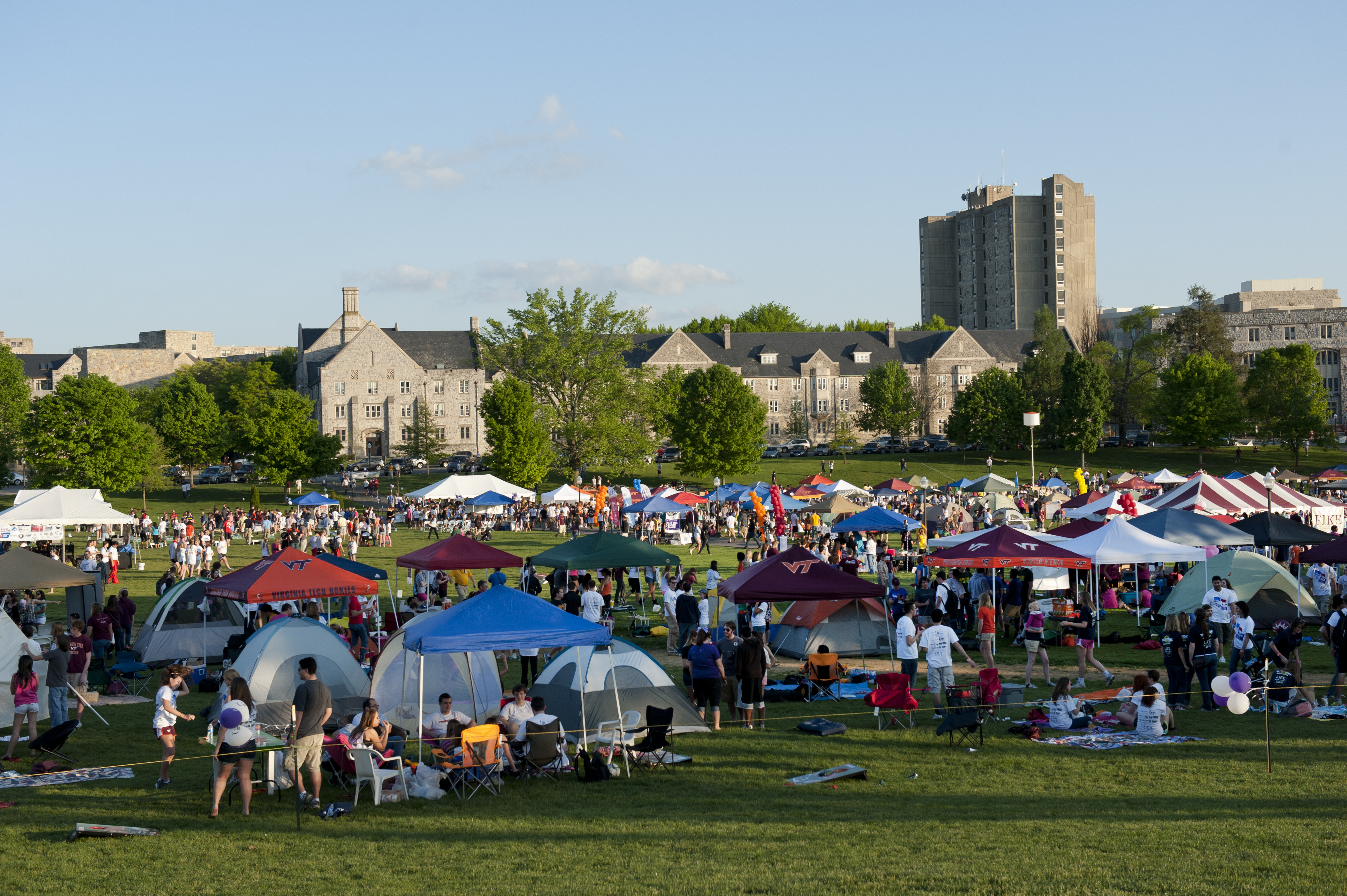 Tents and people on the Drillfield