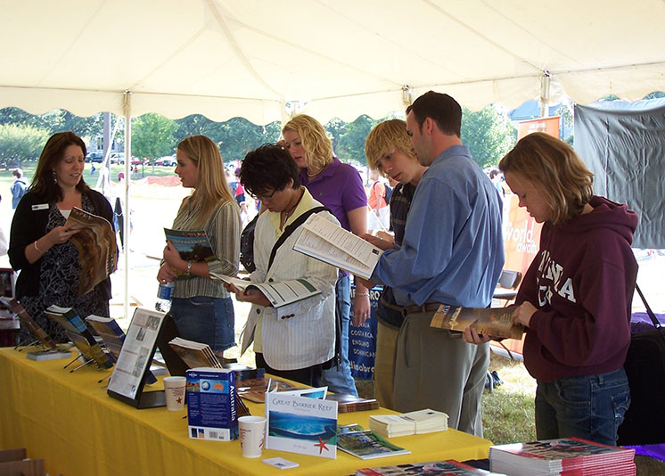 Students gather information about study abroad programs at the annual fair.