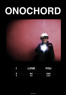 Poster with image of Yoko Ono shining a flashlight.