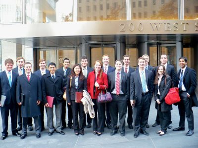 BASIS and SEED students pose for a picture outside the offices of Goldman Sachs at 200 West Street in New York.