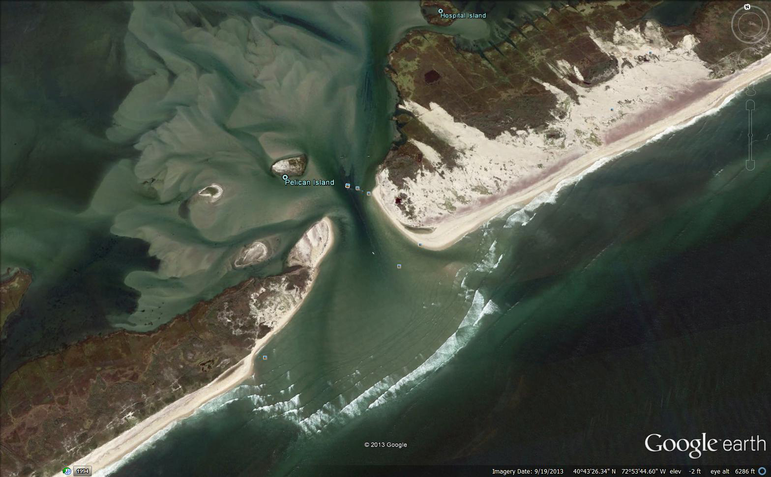 Satellite view of part of New York’s Fire Island