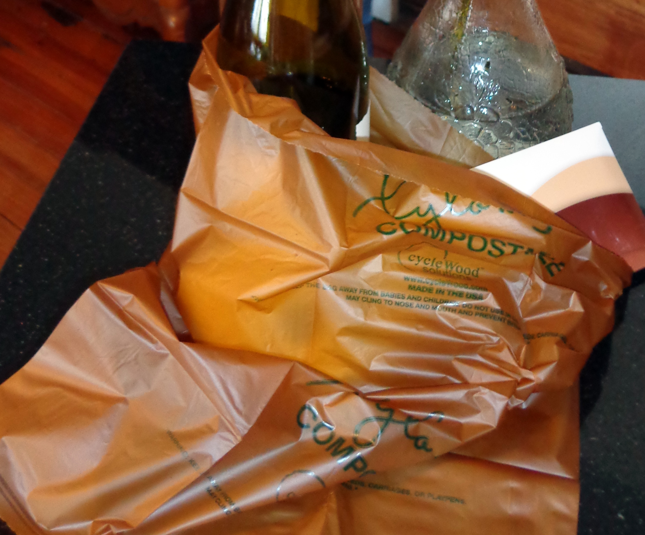 A biodegradable plastic bag