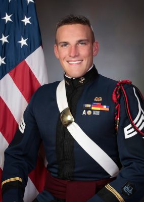 Cadet Shane Wescott showcases his corps regalia in his composite picture. 