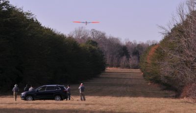 Unmanned aerial vehicle patrols right of way