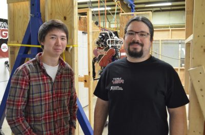 Ben Wright, left, and Felipe Bacim are part of Team ViGIR, headed by Blacksburg-based TORC Robotics. Wright is a recent graduate, and Bacim is a doctoral student in the Department of Computer Science.