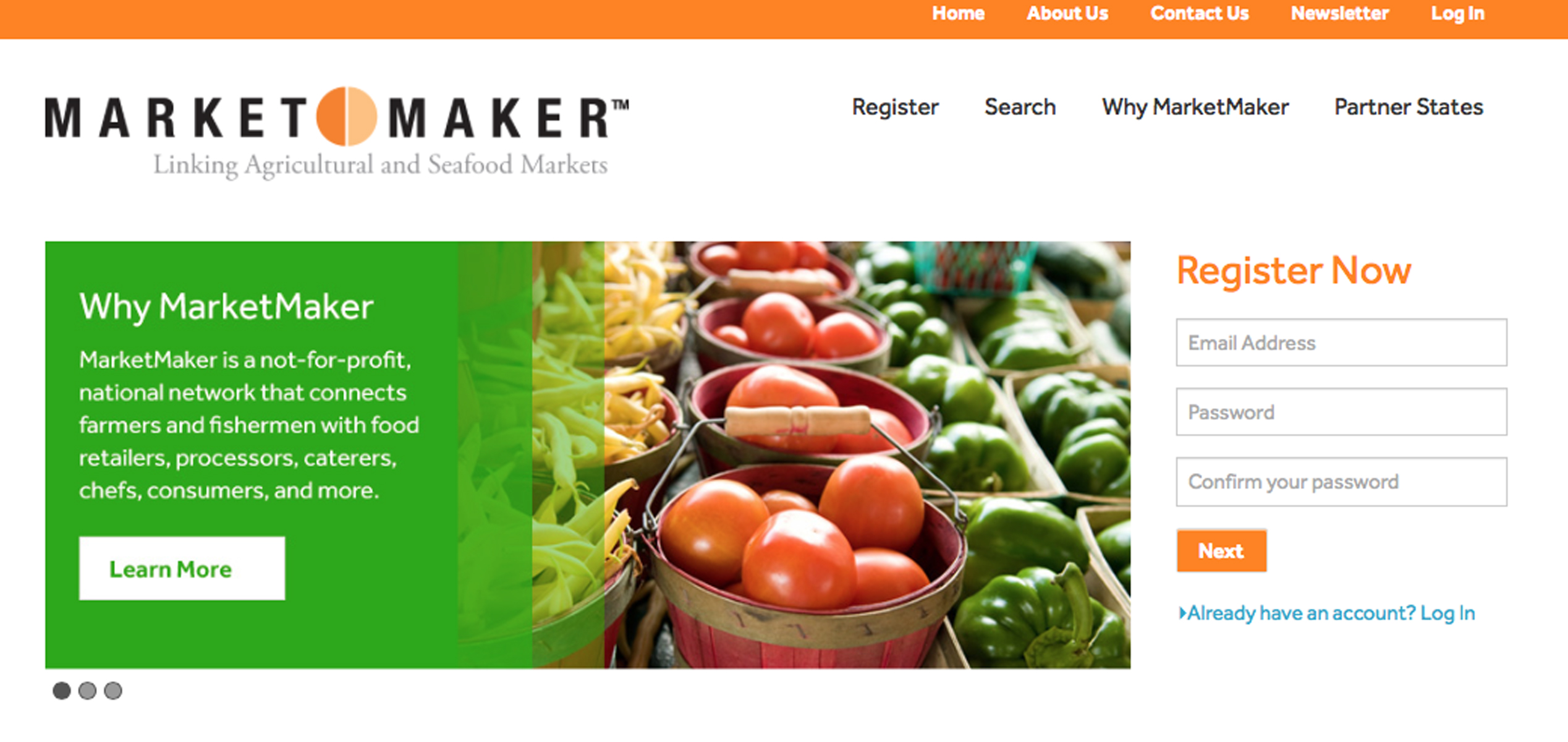 Screen shot of Market Maker website