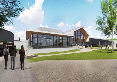Artist rendering of new bovine extension, teaching, and research facility.