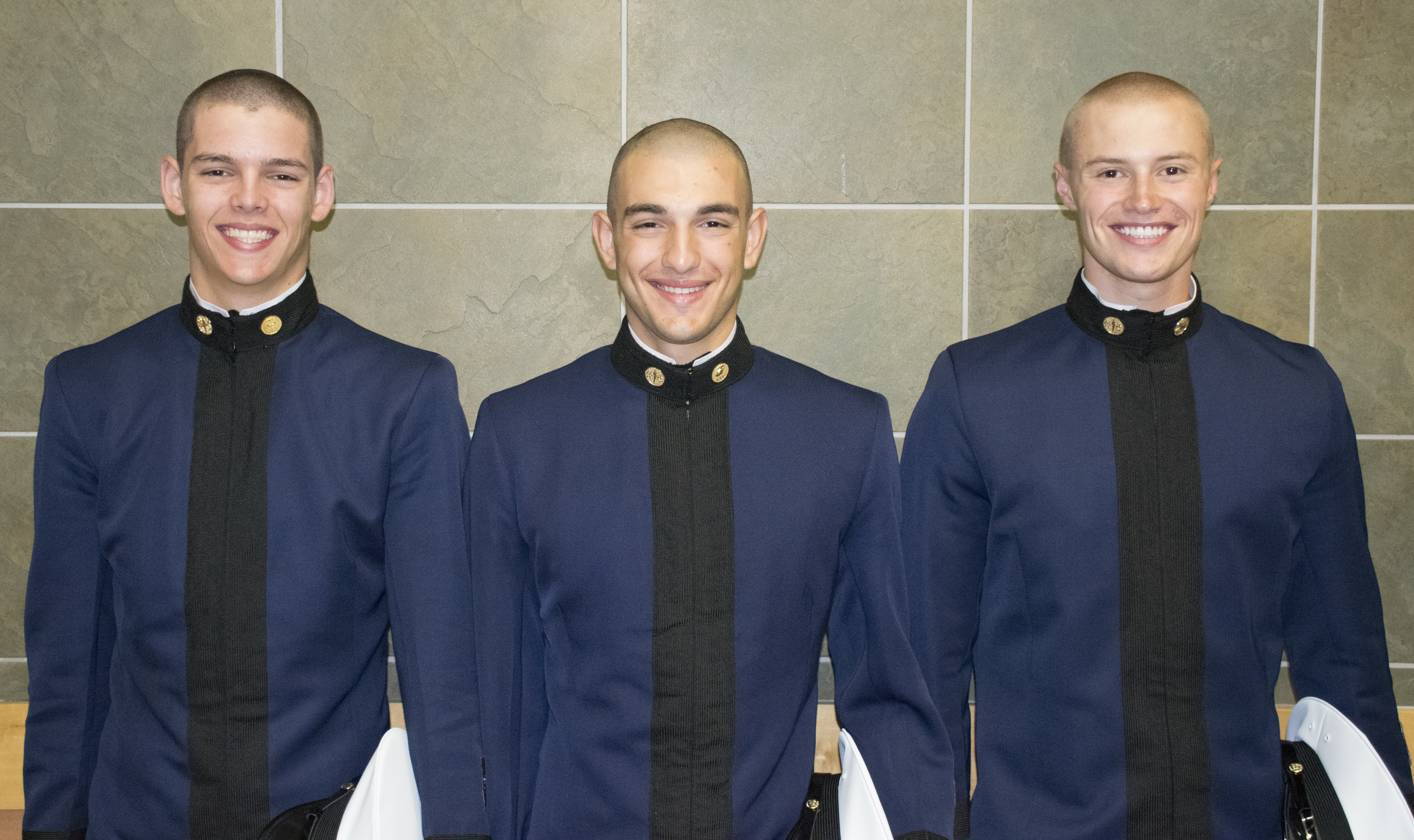 From left to right are Cadets Thomas DiBiaso, Brandon Boccher, and Philip Anderson.
