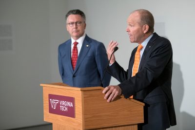 David Calhoun speaks during the announcement of the $20 million gift.