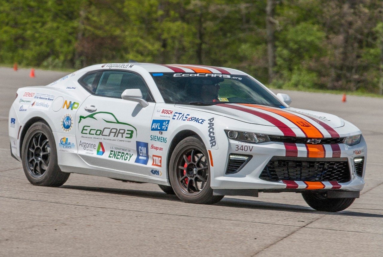 HEVT Camaro on track course