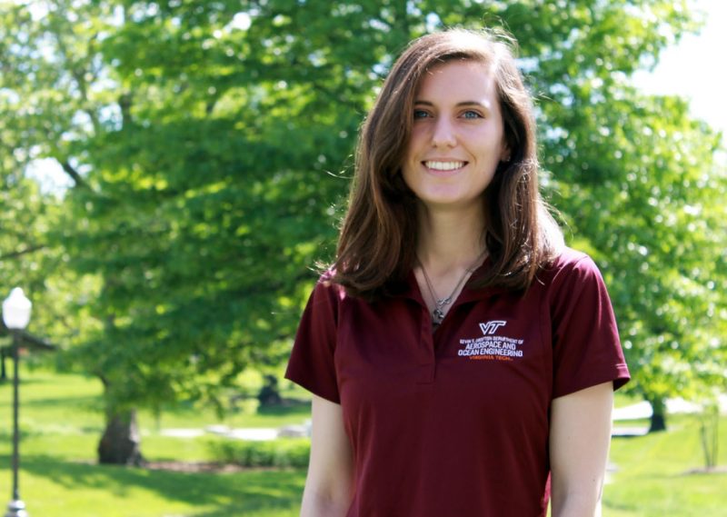 Aerospace engineering major Julie Duetsch has been named the Outstanding Senior for the Kevin T. Crofton Department of Aerospace and Ocean Engineering. 