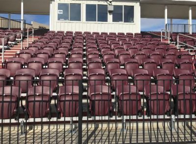 Tech Softball park bench seating post-renovations.