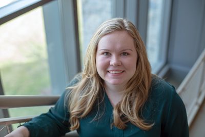 2020 Virginia Tech Undergraduate of the Year Lauren Haacke poses on a stairwell