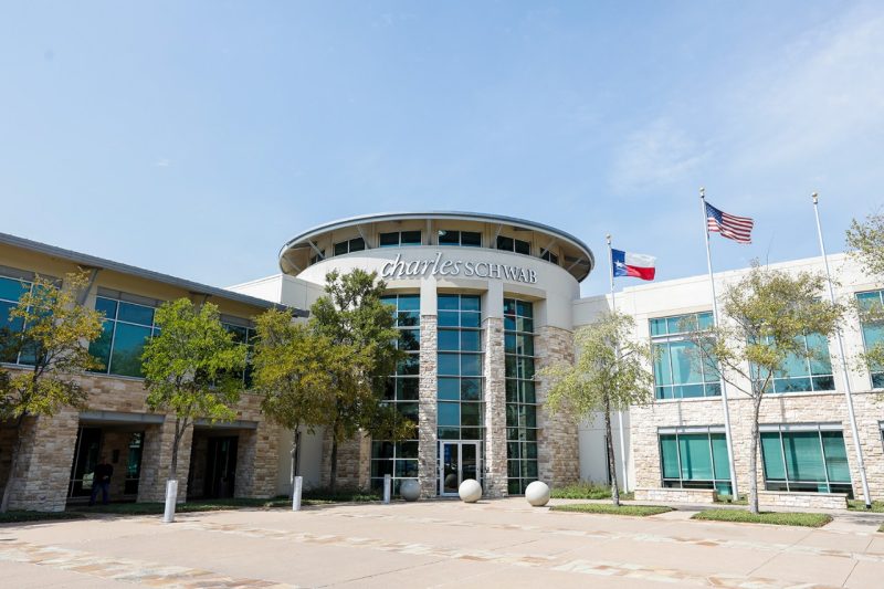 The exterior of the Charles Schwab headquarters building in Westlake, Texas.