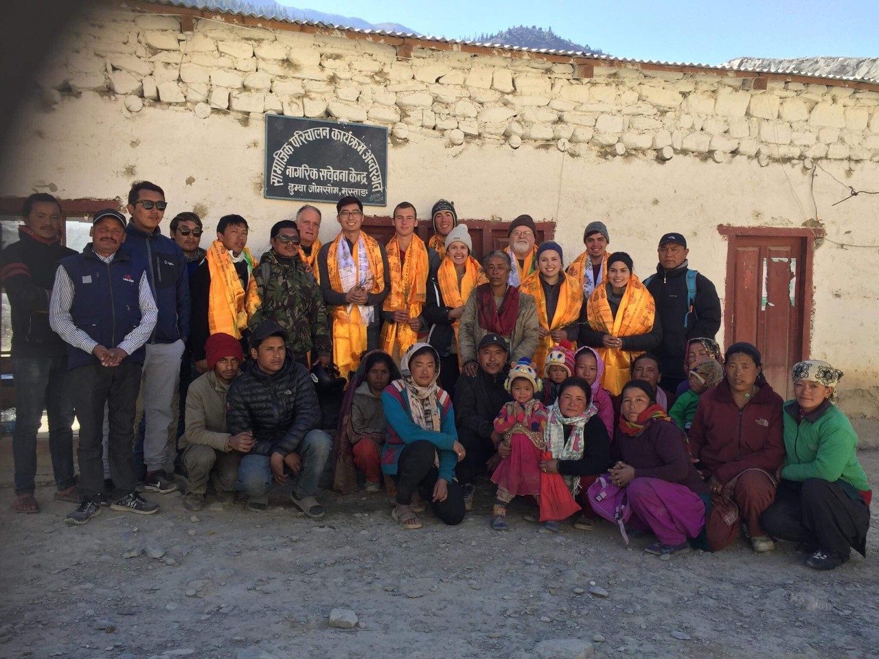 VT's Service Without Borders team (Winter of 2017-18) with villagers of Dhumba. Photo submitted by Mark Shepheard.
