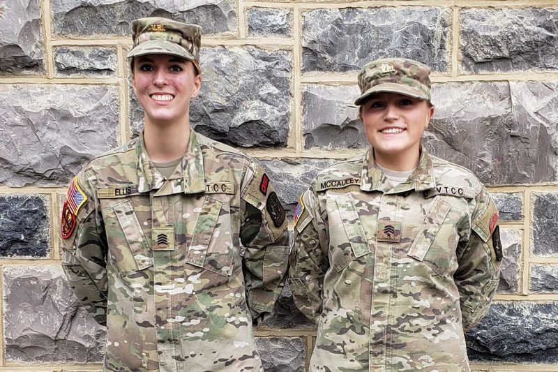 From left are cadets Olivia Ellis and Paige McCauley. .