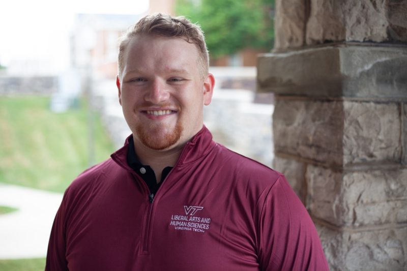 Miles Abernethy poses for a photo on the campus of Virginia Tech.