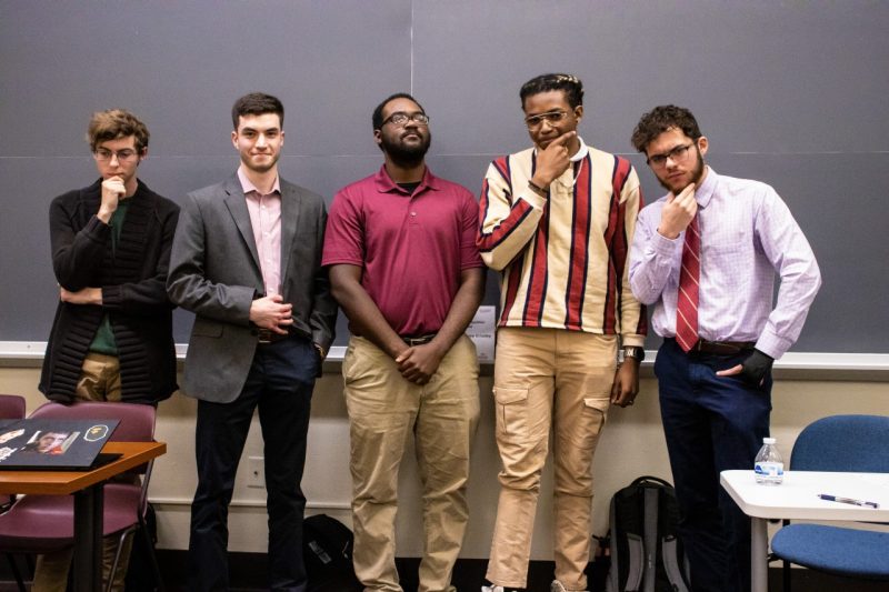 The 2022 Ethics Bowl finalists pose like philosophers from classic art.