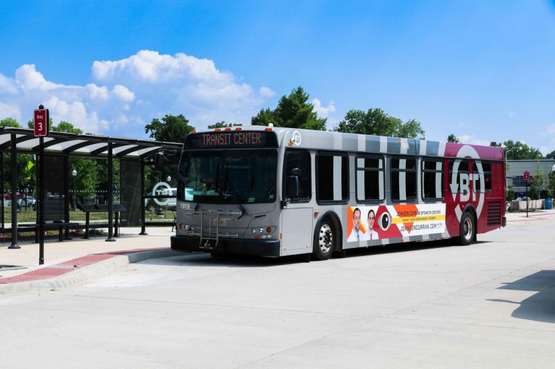Blacksburg Transit bus at the new Transit Center at Virginia Tech