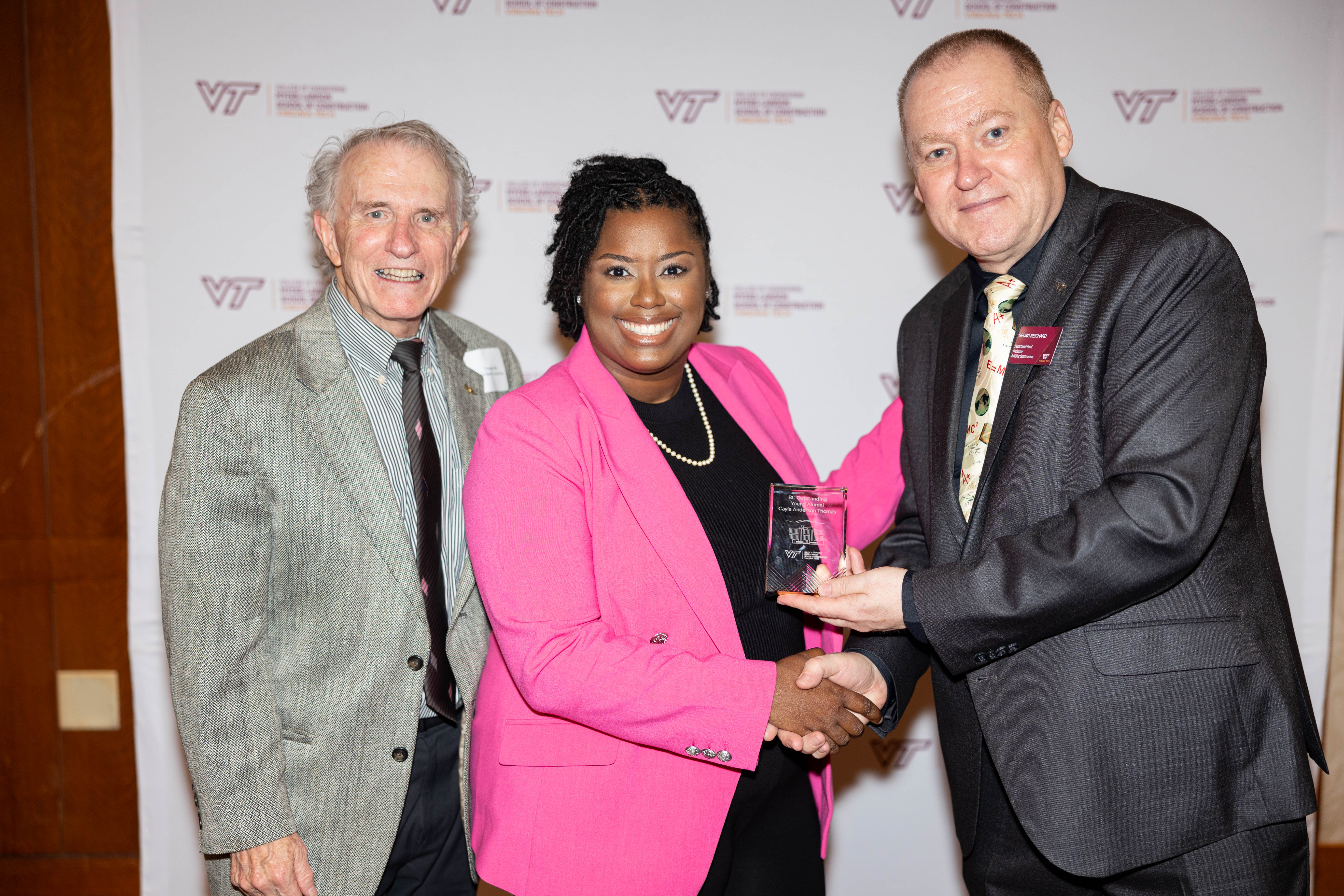 (From left) Thomas Mills, Cayla Thomas '16 and Georg Reichard. Photo by Will Drew for Virginia Tech.