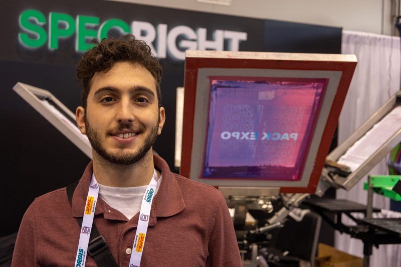 Jerry McCarthy at the Specright booth. Photo by Max Esterhuizen for Virginia Tech.