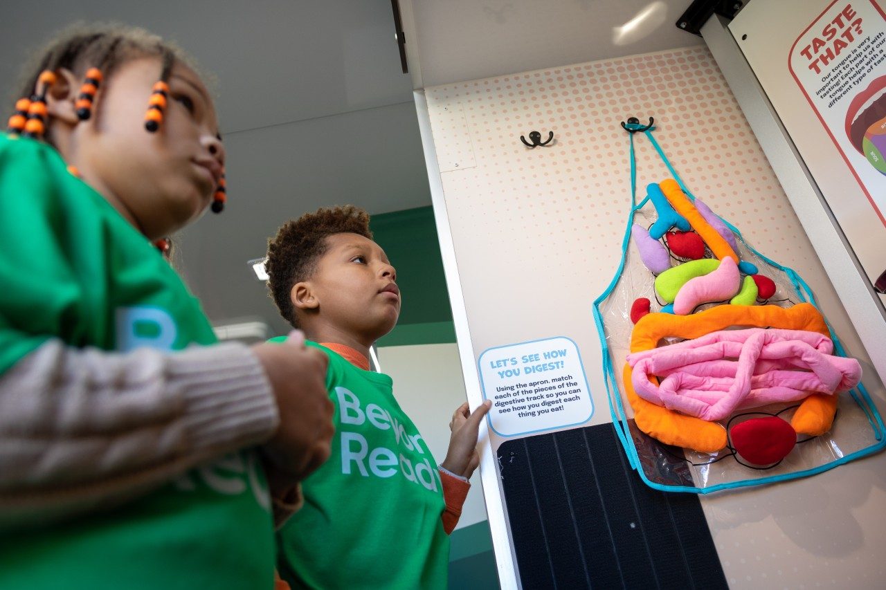 Virginia Cooperative Extension’s mobile learning lab is an innovative outreach tool designed to bring educational resources and hands-on learning experiences directly to communities. This specific unit features eight exhibits. Photo by Rodney Kimbangu for Virginia Tech.