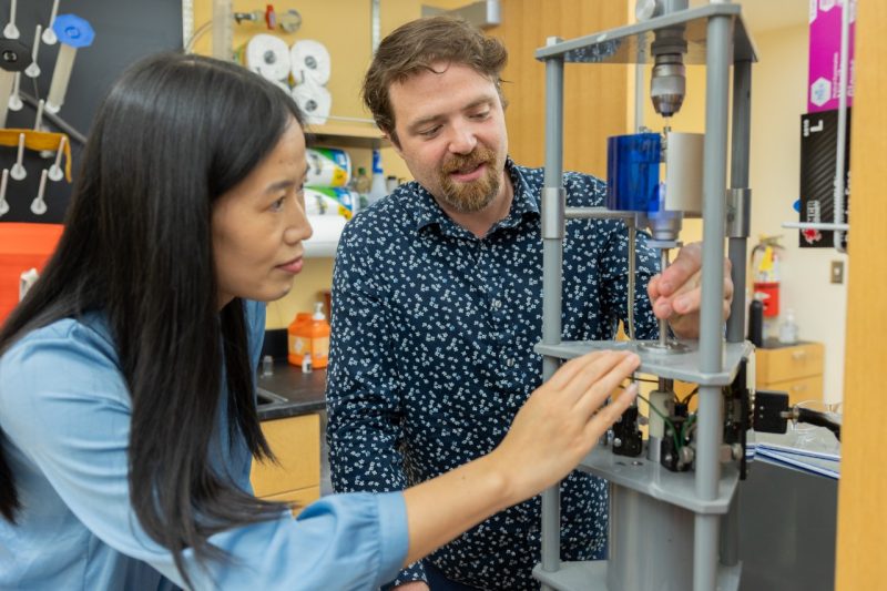 Two Virginia Tech faculty work in the Center for Photonics Lab.