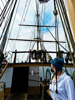 Mary Grace Larson at San Francisco Maritime National Park. Photo courtesy of Mary Grace Larson