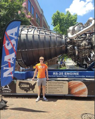 During his four years at Virginia Tech, Davis participated in the NASA Pathways Internship program at Marshall Space Flight Center; was a member of student design teams Design, Build, Fly and the Orbital Launch Vehicle Team; served as an aerospace and ocean engineering ambassador; member of Sigma Gamma Tau; member of the Marching Virginians; and worked as a residential advisor and program manager for the Center for Enhancement of Engineering Diversity (CEED) Summer Camps.