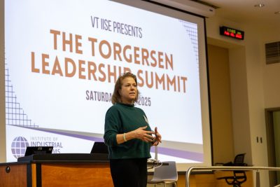 Eileen Van Aken speaks at the tenth annual Torgersen Leadership Summit