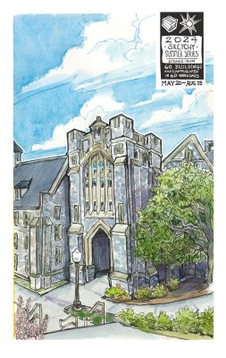 Ink and watercolor sketch of East Eggleston Hall