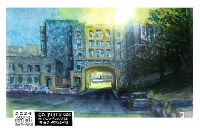Watercolor sketch of latham hall tunnel no ink or graphite marks