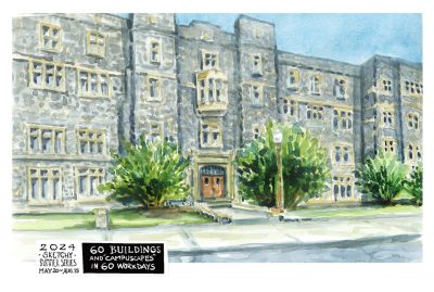 Watercolor sketch of Patton Hall