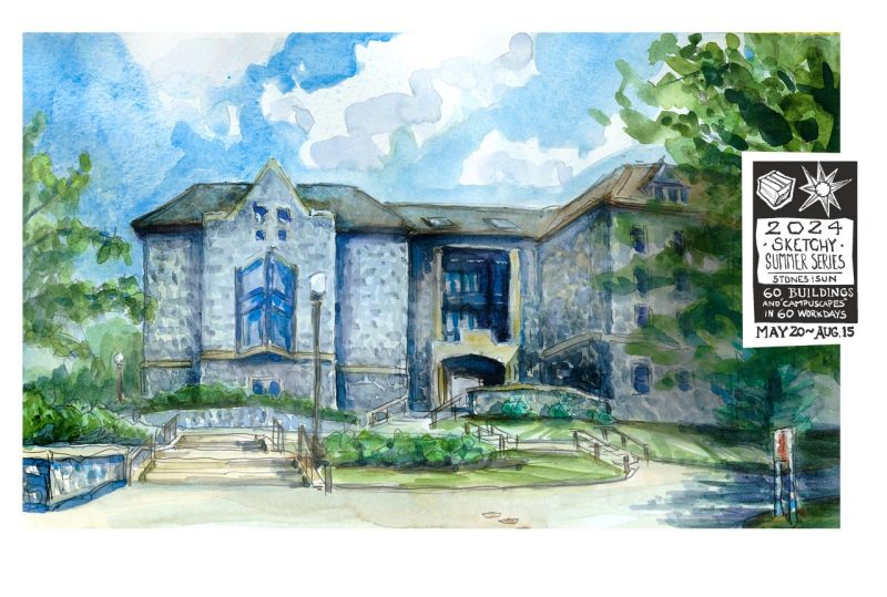 Watercolor sketch of New Res Hall East