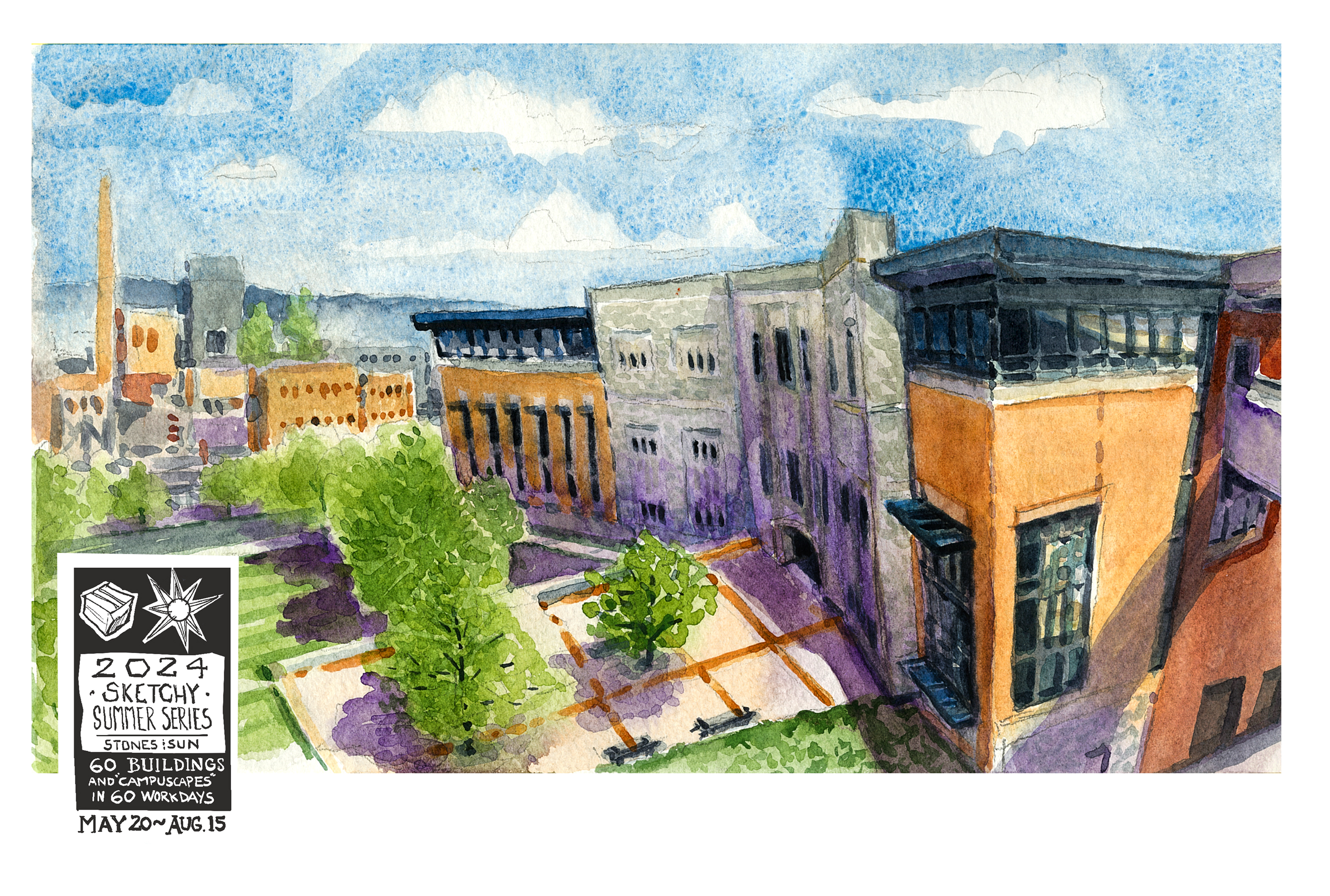 watercolor of the north end center