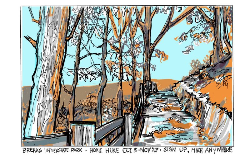 Digital sketch of a Breaks Interstate Park trail