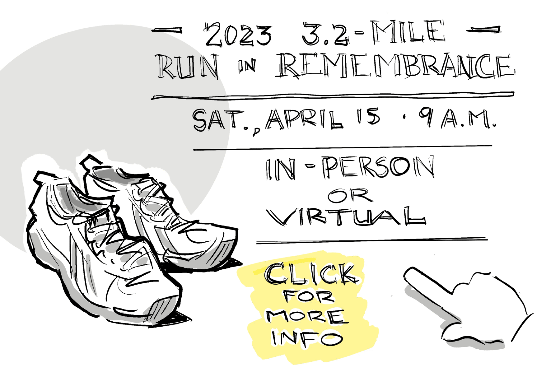 Animated promotion of the 2023 run in remembrance on April 15 at 9am