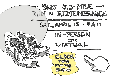 Animated promotion of the 2023 run in remembrance on April 15 at 9am