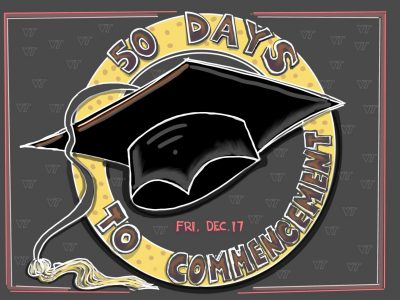 Digital sketch of 50 Days to Commencement - Friday, Dec. 17, 2021