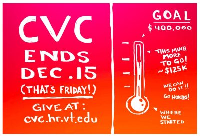 Digital reminder that the cvc ends on friday Dec 15; it's not too late to give to local charities!